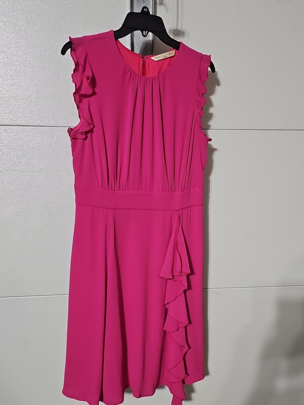 Wayward Fancies Hot Pink Ruffle-Trim Sleeveless Dress